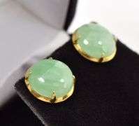 Amazing 14K Yellow Gold Aventurine Gemstone Stud Earrings