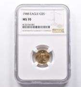 MS70 1988 $5 American Gold Eagle 1/10 Oz Gold NGC