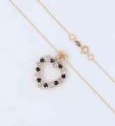 14kt Yellow gold reversible Ruby, Sapphire and diamond heart pendant on chain necklace