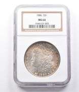 MS64 1886 Morgan Silver Dollar NGC Beautifully Toned
