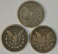 3 Scarce better date Morgan Silver Dollars: 1885-S, 1892-S, & 1896-S