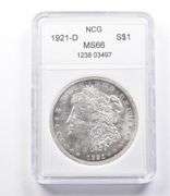 MS66 1921-D Morgan Silver Dollar NCG