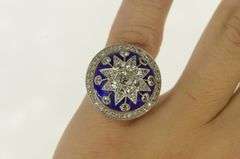 14K Yellow Gold 1.50 Ctw Diamond Enamel Domed Star Ring