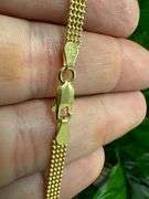 Gold Plated Sterling Silver Ball Bead Strand Chain 4mm 925 Italy Necklace 18"