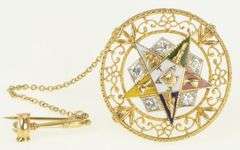 14K Yellow Gold Diamond Order of the Eastern Star Enamel Pin/Brooch