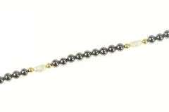 14K Yellow Gold Hematite Pearl Beaded Classic Statement Bracelet