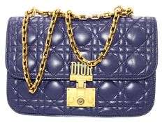 CHRISTIAN DIOR, Lambskin Cannage Large Indigo Blue Dioraddict Flap