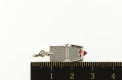 Sterling Silver Heart Red Enamel Mouse Trap Cute Retro Charm/Pendant