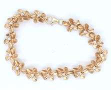 14kt Yellow gold diamond accent Plumeria bracelet