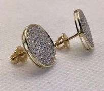 10K YELLOW GOLD ROUND PAVE DIAMOND STUDS