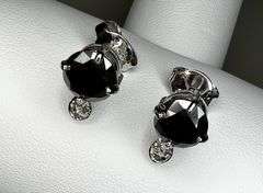 14 Kt Tri-Layered White Gold Plated 4.15 Ctw Black Simulated Diamond Earrings