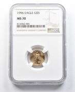MS70 1996 $5 American Gold Eagle 1/10 Oz Gold NGC