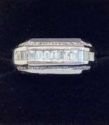 14K WHITE GOLD BAGUETTE AND ROUND CUT MEN’S DIAMOND RING