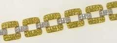 18K Yellow Gold 12.45 Ctw Citrine Diamond Pave Bar Chain Bracelet