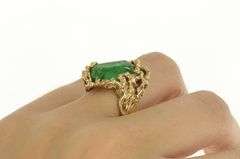 14K Yellow Gold 1960's Emerald Abstract Tree Branch Root Ring