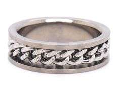 Chisel brushed 7mm chain inlay band