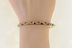 14K Yellow Gold 0.38 Ctw Diamond Enamel Ornate Bangle Bracelet