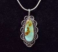 Superb Sterling Silver Turquoise Gemstone Pendant Necklace