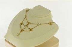 14K Yellow Gold Moonstone Sapphire Angel Wings Lavalier Necklace