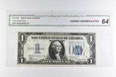 CGAI Choice Unc 64 $1 1934 US Silver Certificate Blue Seal FR-1606
