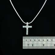 14 Kt White Gold Plated White Fire Moissaite Cross Pendant