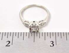 Shiny 14K White Gold Diamond Ring