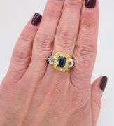 LeVian Blue Sapphire & Diamond Halo Ring