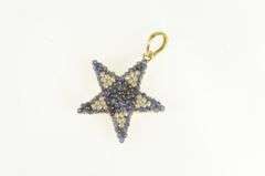 18K Yellow Gold Sapphire Pearl Encrusted Star Statement Pendant