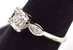 Shiny 14K White Gold Diamond Ring