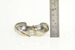 Sterling Silver Two Tone CZ Puffy Cuff Statement Bracelet