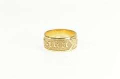 14K Yellow Gold Topaka Ornate Floral Pattern Polynesian Name Ring