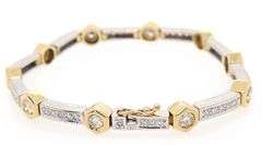3.00ctw Round Diamond Hexagon Station Link Bracelet in 18K