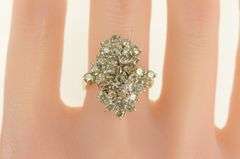 14K Yellow Gold 2.50 Ctw Diamond Cluster Vintage Cocktail Ring