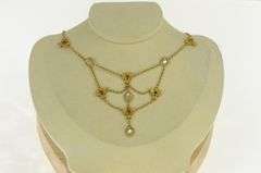 14K Yellow Gold Moonstone Sapphire Angel Wings Lavalier Necklace