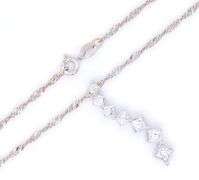 14kt White gold 1.50ctw Princess cut diamond Journey pendant on chain necklace