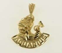 14K Yellow Gold Aquarius Ganymede Astrology Zodiac Sign Charm/Pendant