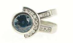 Palladium 4.18 Ctw Blue Zircon Diamond Geometric Ring