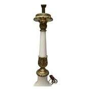3 Way Brass and Porcelain Column Table Lamp Vintage Mid Century