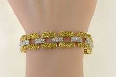 18K Yellow Gold 12.45 Ctw Citrine Diamond Pave Bar Chain Bracelet