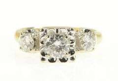 14K Yellow Gold 1.00 Ctw Diamond Three Stone Engagement Ring