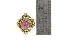 14K Yellow Gold 4.27 Ctw Ruby Cabochon Diamond Cocktail Ring