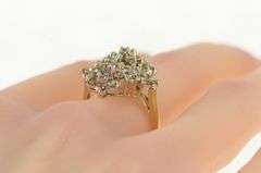 14K Yellow Gold 2.50 Ctw Diamond Cluster Vintage Cocktail Ring