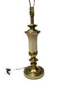 Stiffel 3 Way Brass and Ivory Enamel Table Lamp Vase Shape