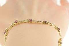 14K Yellow Gold 2.70 Ctw Ruby Diamond Accent Classic Tennis Bracelet