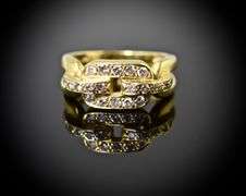 Stylish 18K Yellow Gold and Diamond Ring