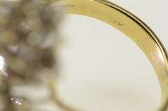 14K Yellow Gold 2.50 Ctw Diamond Cluster Vintage Cocktail Ring