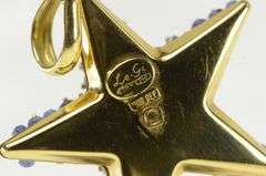 18K Yellow Gold Sapphire Pearl Encrusted Star Statement Pendant