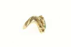 14K Yellow Gold 1960's Emerald Abstract Tree Branch Root Ring
