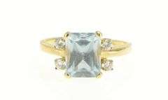 14K Yellow Gold 2.57 Ctw Aquamarine Diamond Accent Statement Ring