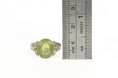 14K White Gold Peridot Marquise Diamond Modern Cocktail Ring
